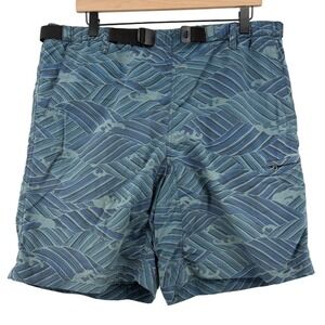 Patagonia River Shorts Blue Wave Pattern Men‎ M Belted Pockets Lined Baggies